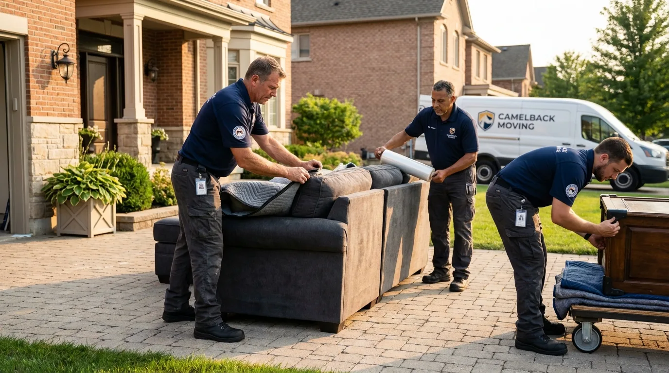 Large estate moving crew wrapping furniture in Rochester, IN