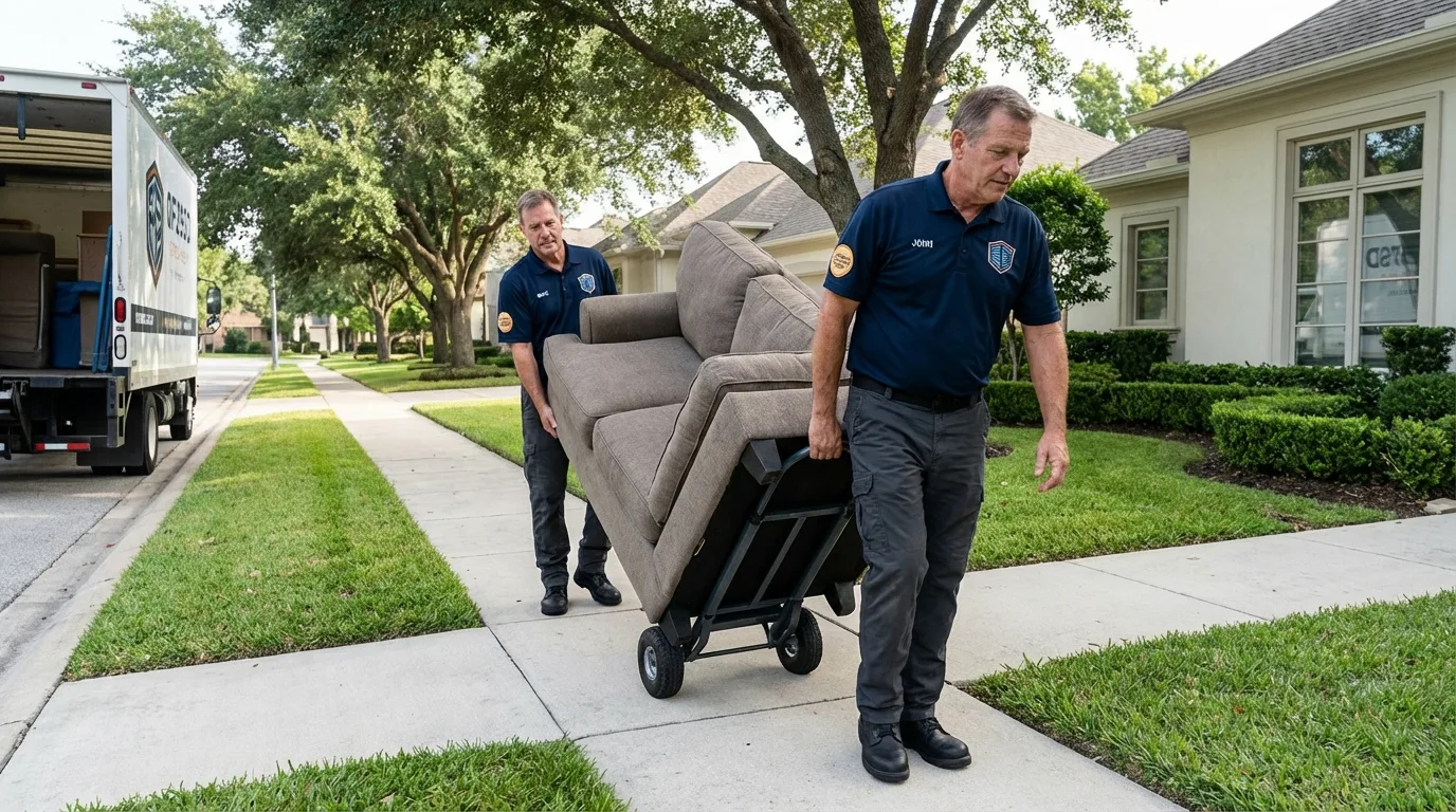 Local residential moving crew loading furniture in Rochester, IN